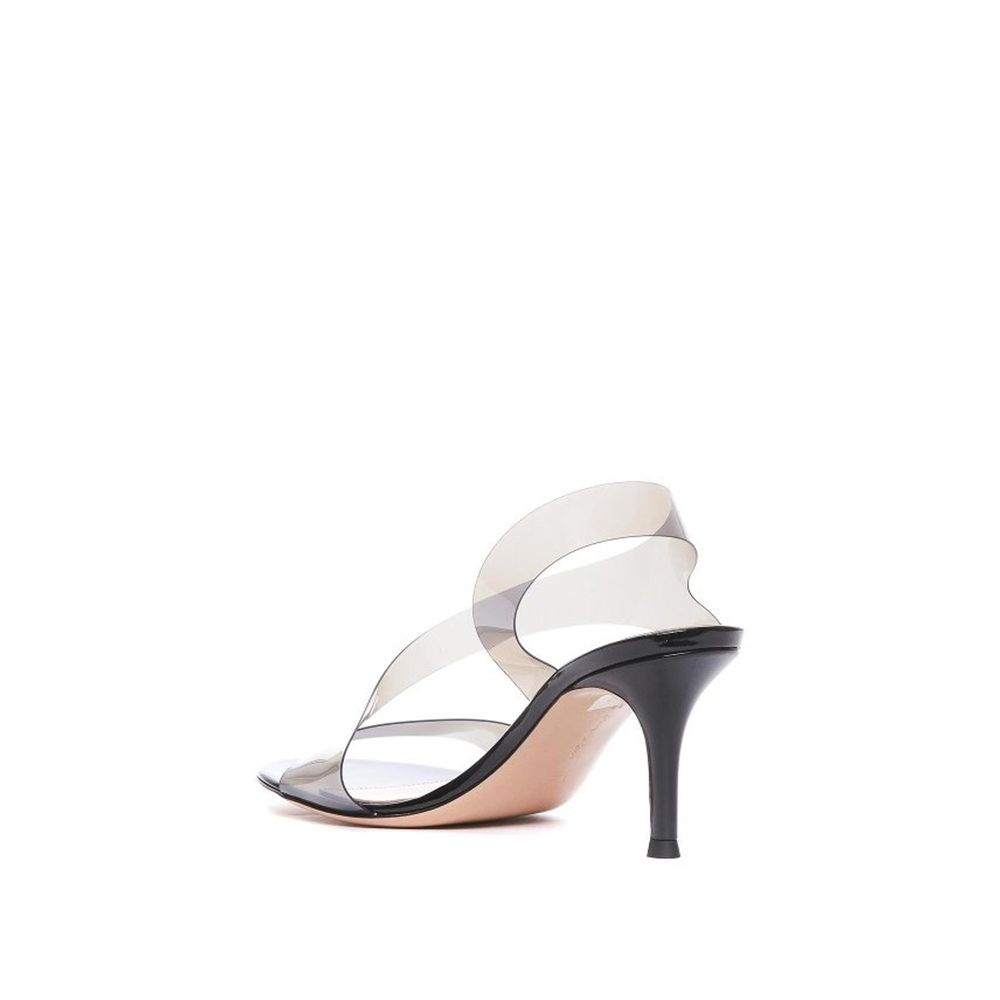 Black Rubber Stiletto Heel Sandals - ventzia