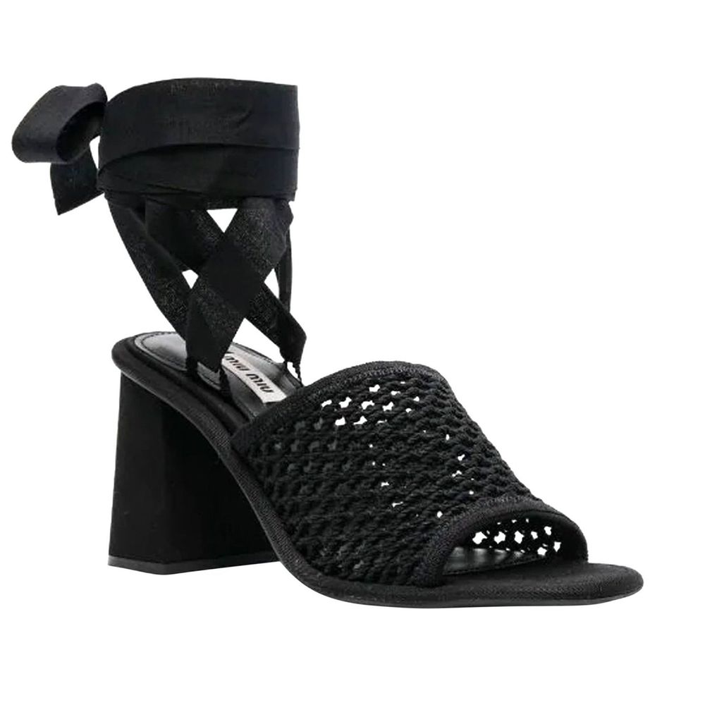 Black Fabric Platform Sandals - ventzia