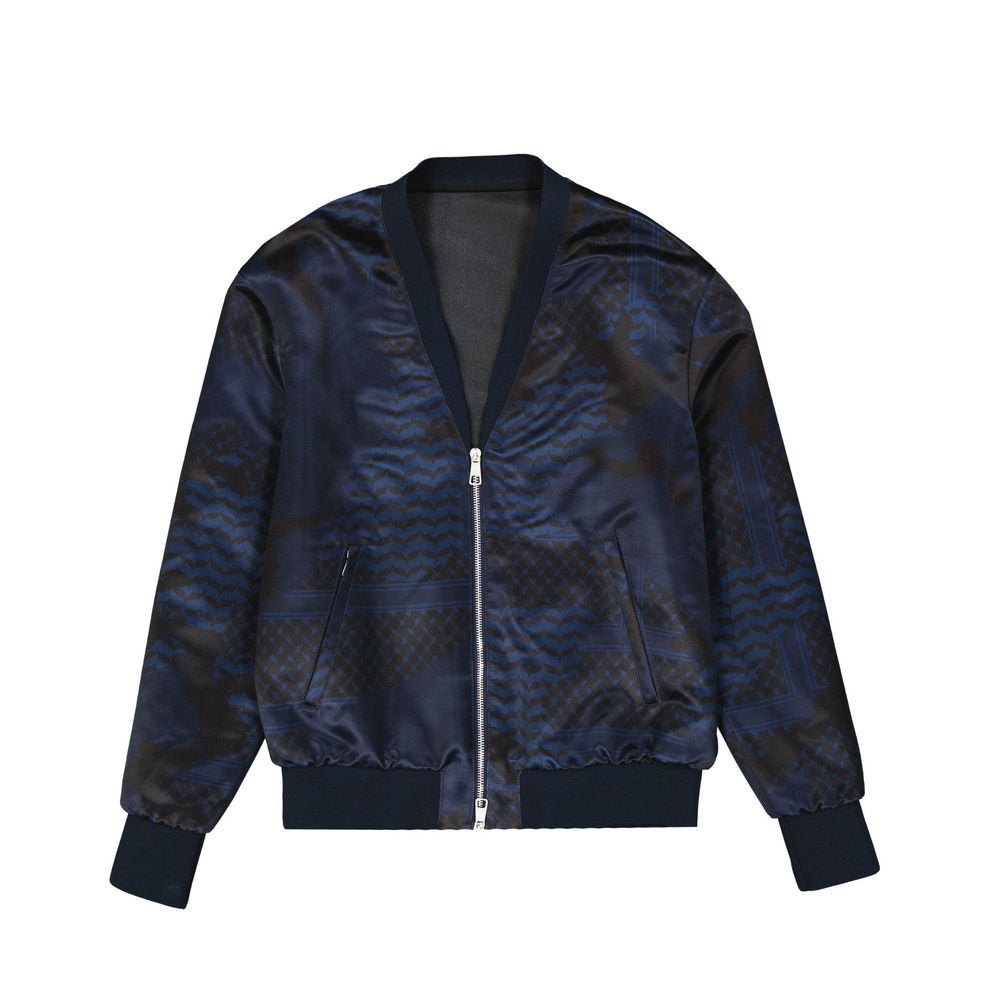 Blue Polyester Bomber - ventzia