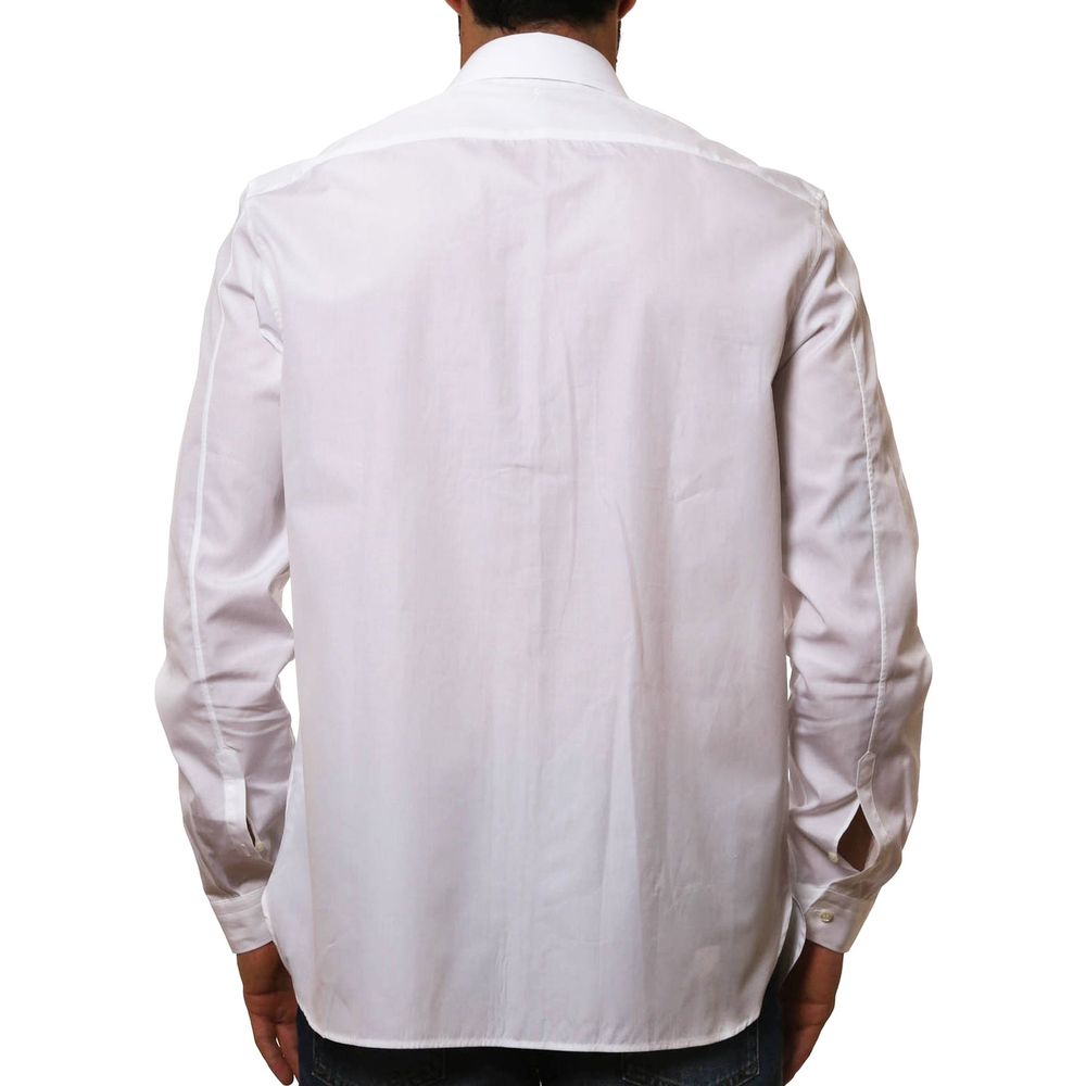 White Cotton Pattern Shirt - ventzia