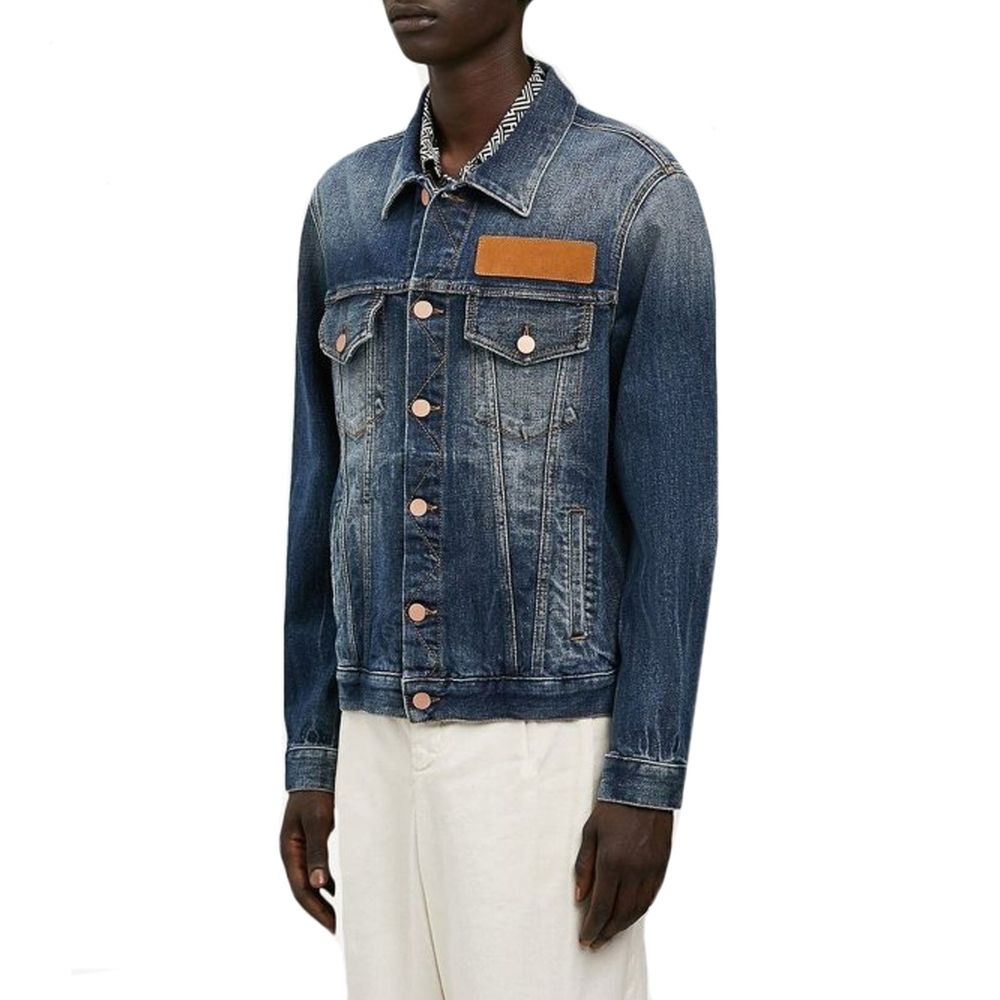 Blue Cotton Denim Jacket - ventzia