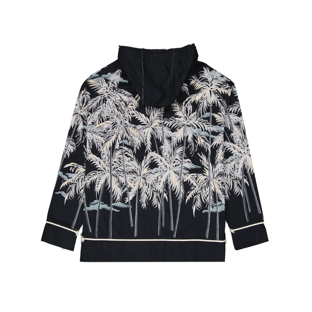 Black Cotton Pattern Shirt - ventzia