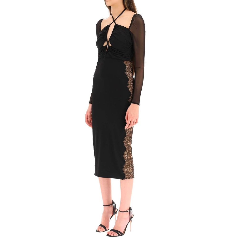 Black Polyester Cocktail Dress - ventzia