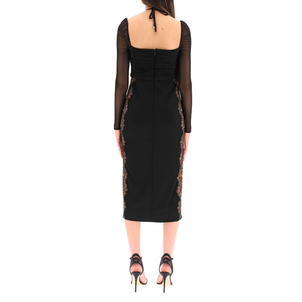 Black Polyester Cocktail Dress - ventzia
