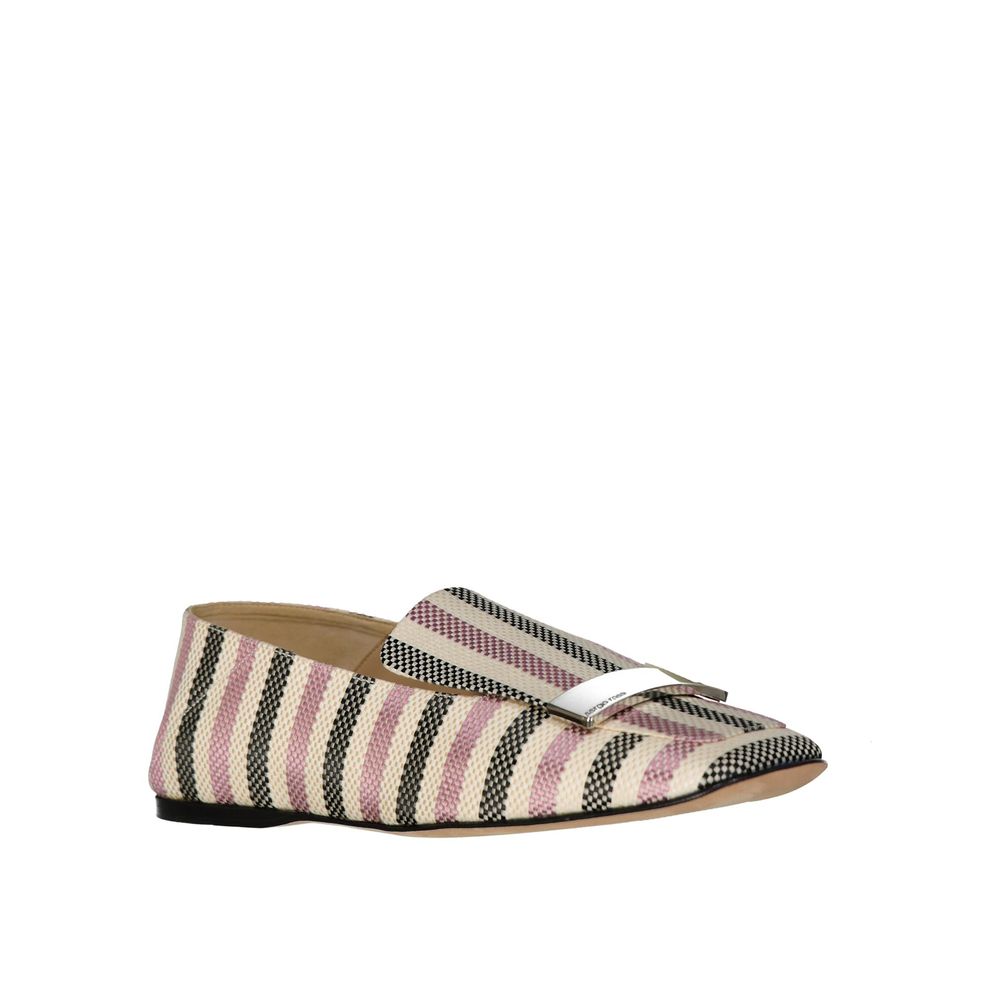 White Fabric Slip-On Loafers - ventzia