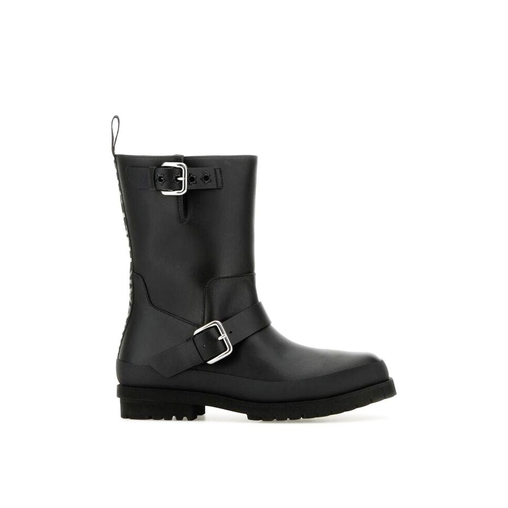 Black Polyester Lace-Up Boots - ventzia