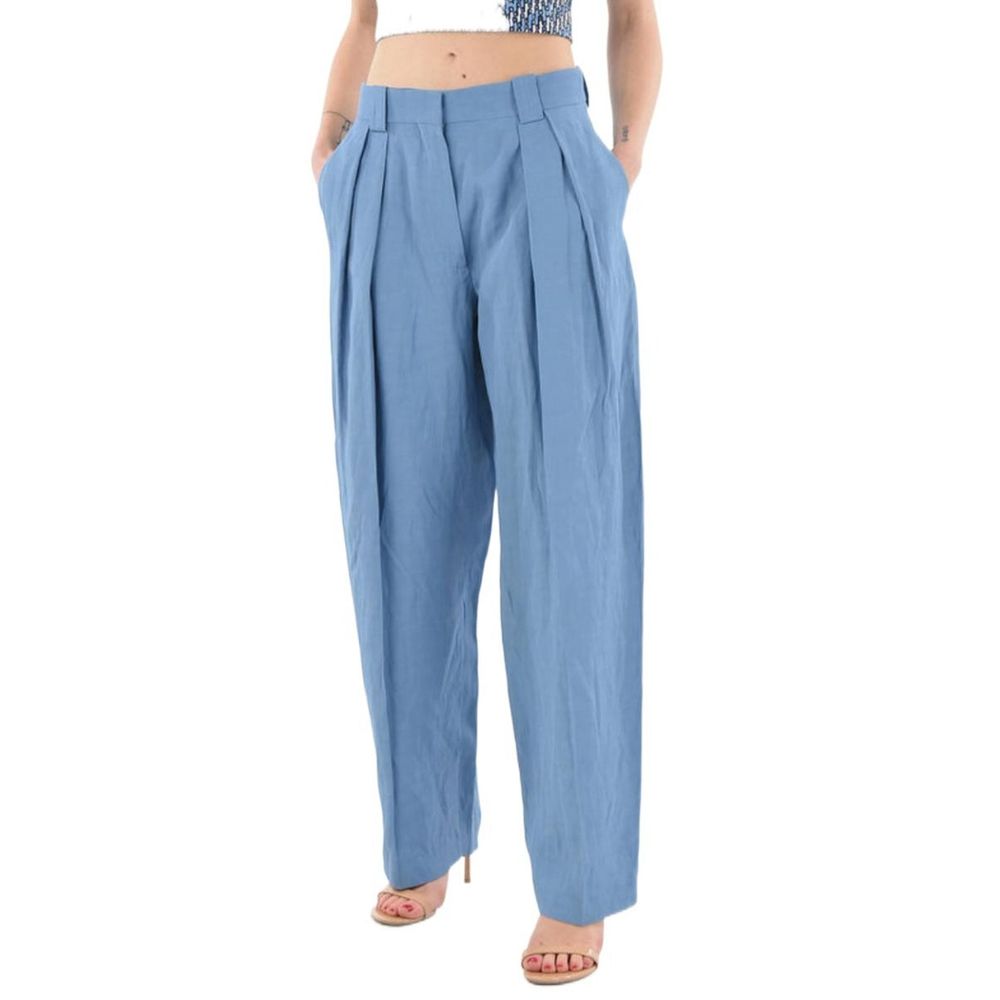 Blue Linen Casual Pants - ventzia