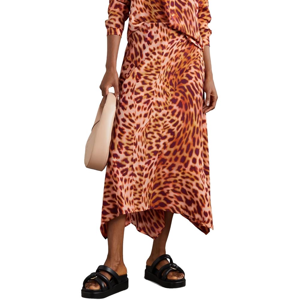 Orange Silk Midi Skirt - ventzia