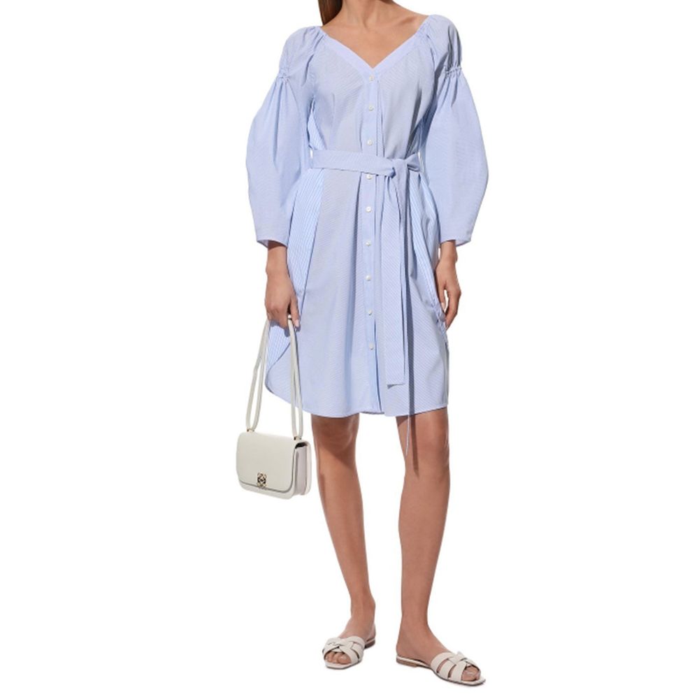 Blue Cotton Casual Dress - ventzia
