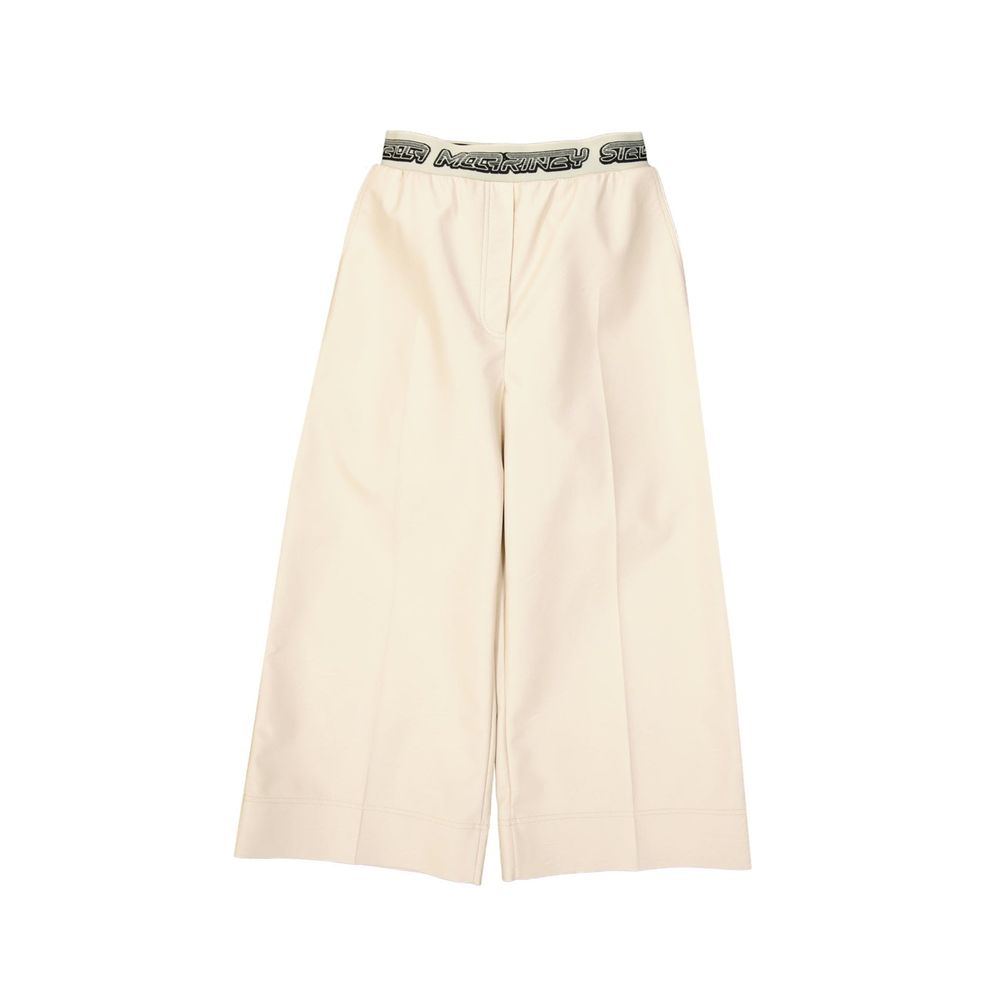 Beige Viscose Cropped Pants - ventzia