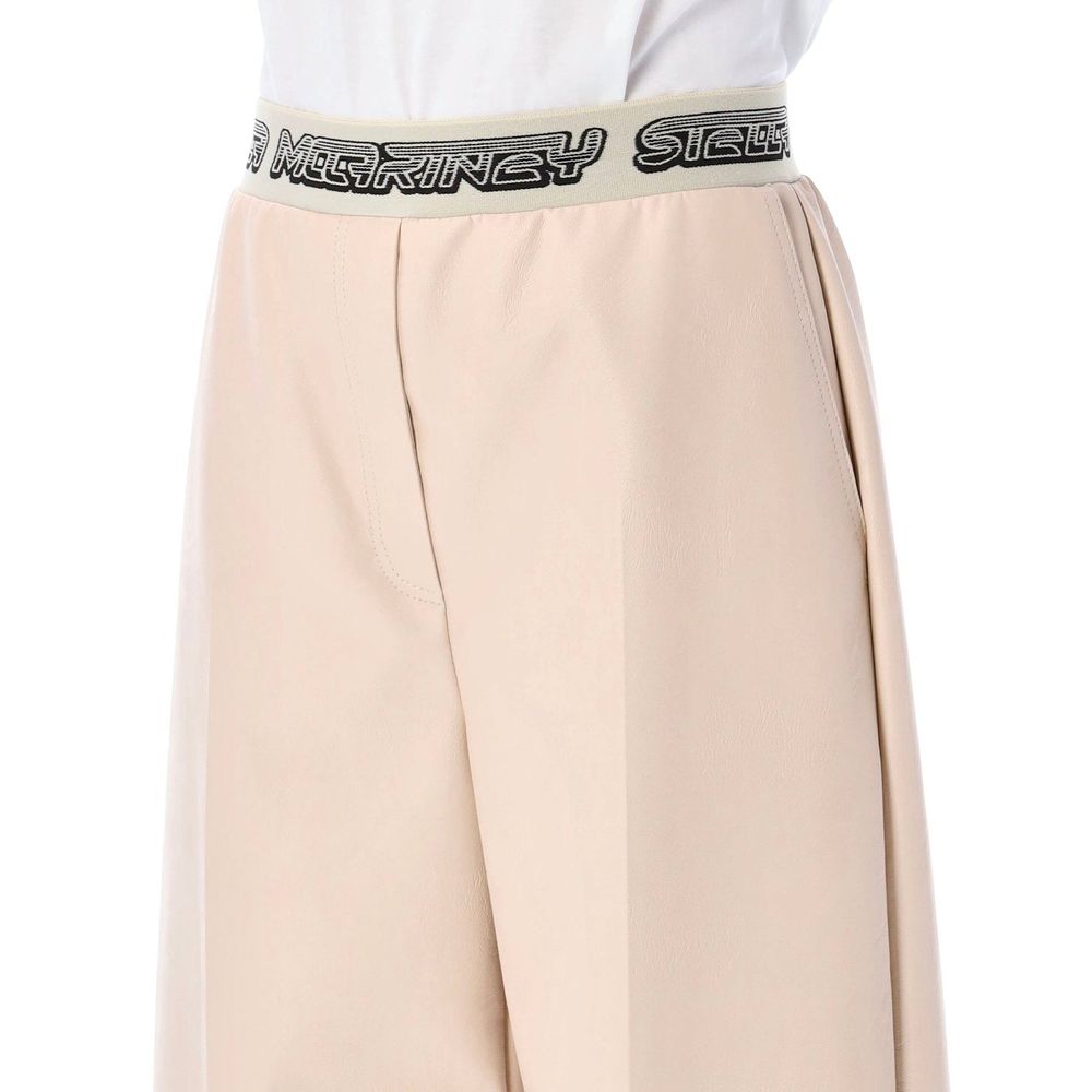 Beige Viscose Cropped Pants - ventzia