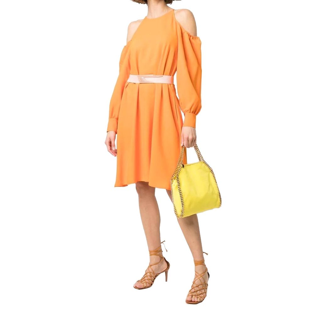 Orange Viscose Casual Dress - ventzia