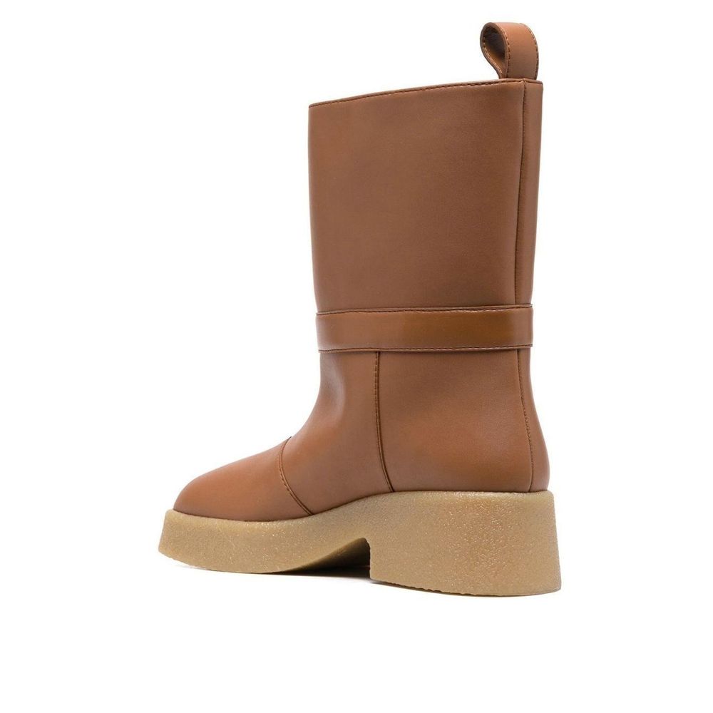 Brown Polyethylene Ankle Boots - ventzia