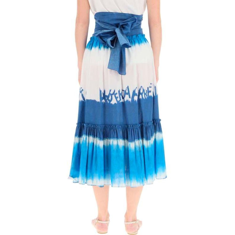 Blue Cotton Midi Skirt - ventzia