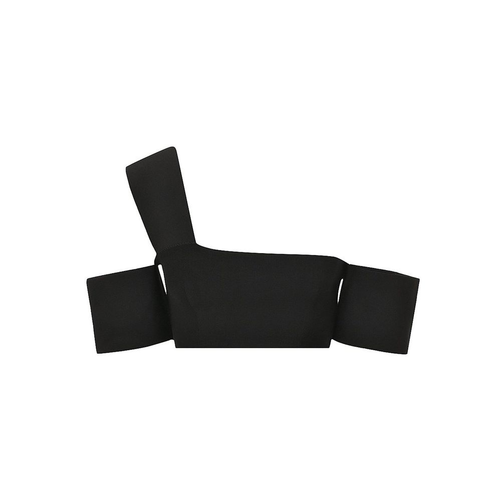 Black Elastane Tank Tops - ventzia