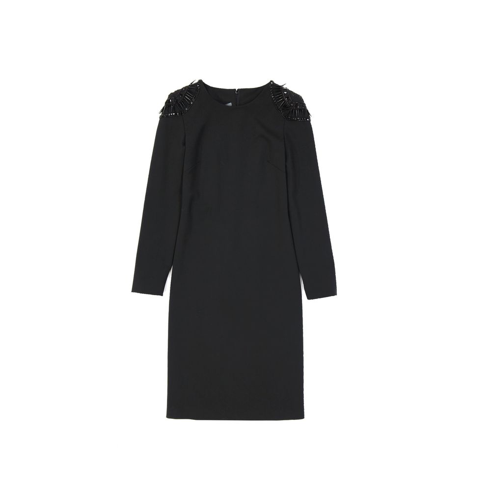 Black Elastane Casual Dress - ventzia
