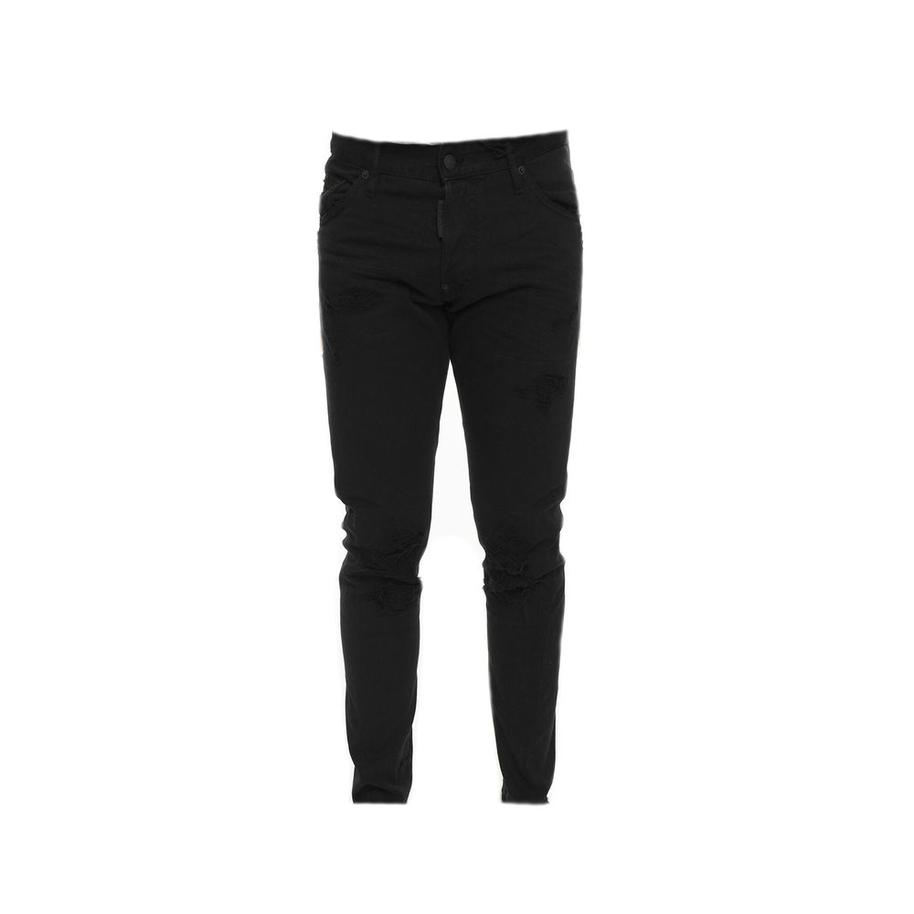 Black Cotton Skinny Jeans - ventzia