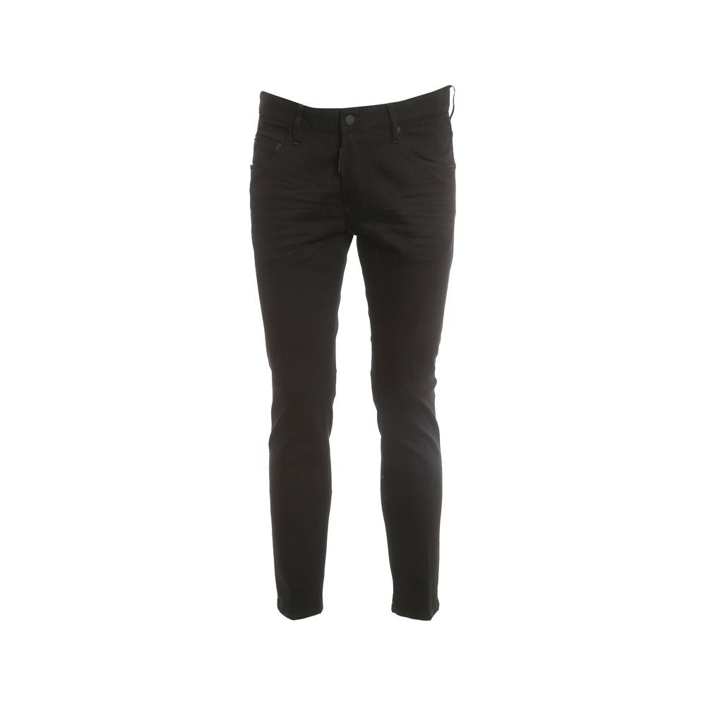 Black Cotton Skinny Jeans - ventzia