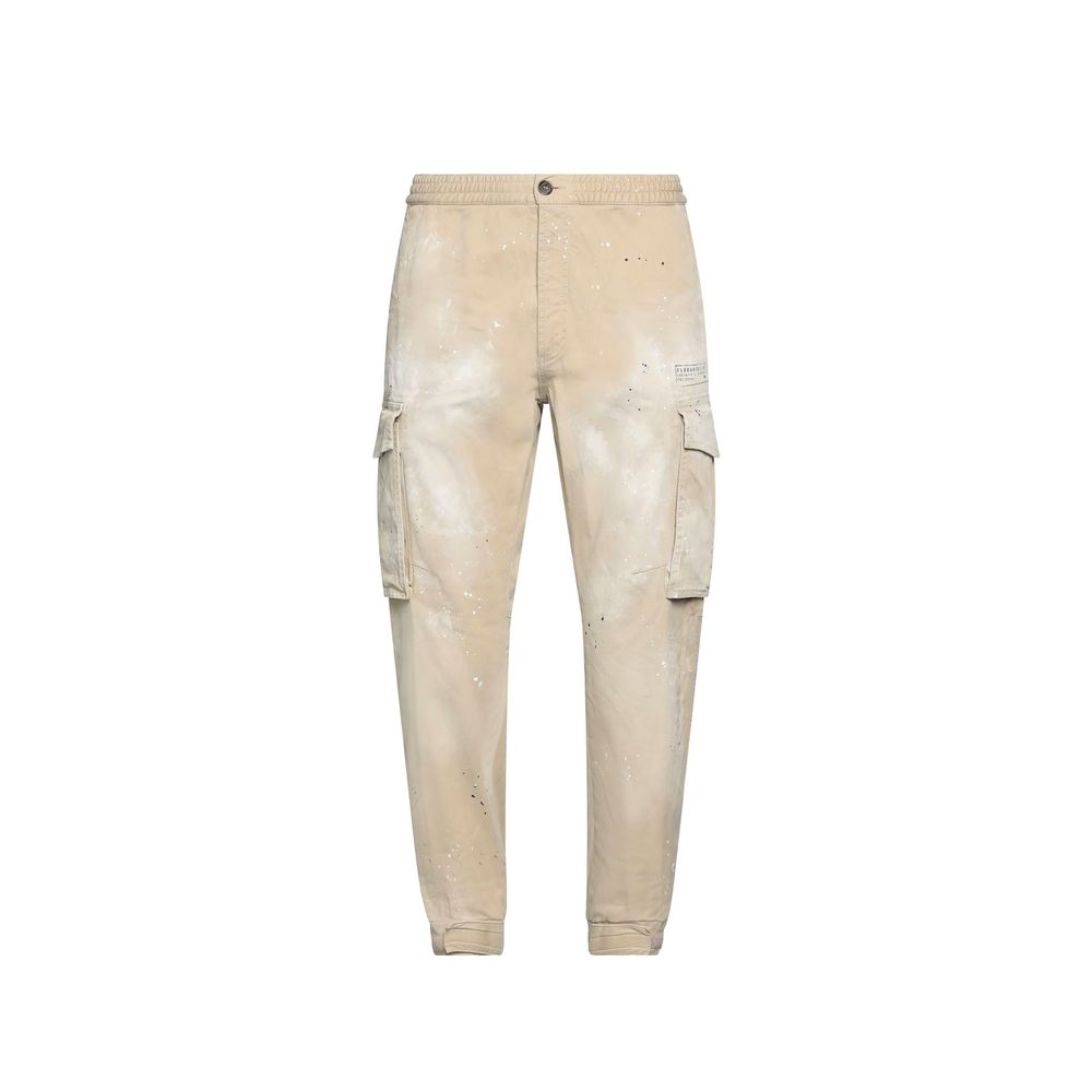 Beige Cotton Cargo Pants - ventzia