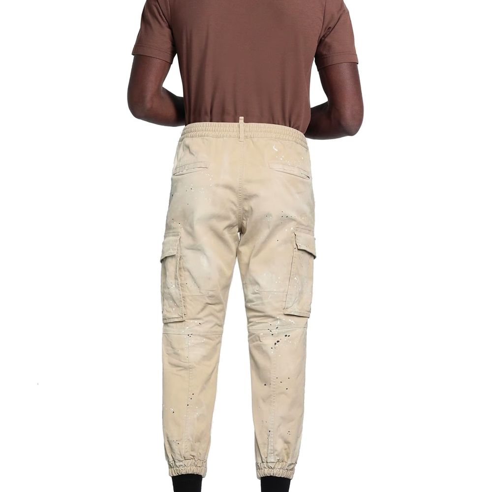 Beige Cotton Cargo Pants - ventzia