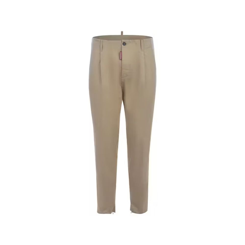 Beige Cotton Chino Pants - ventzia