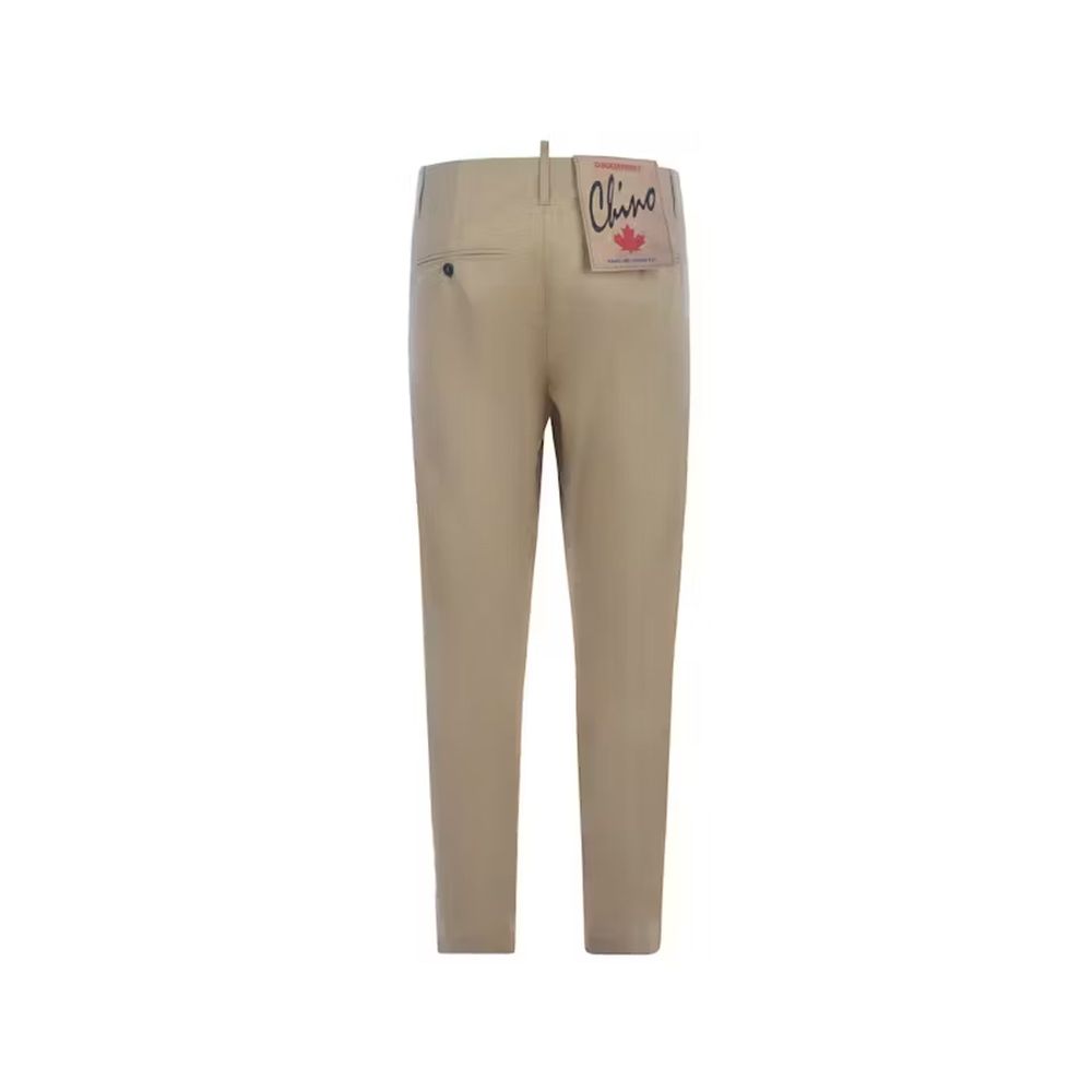 Beige Cotton Chino Pants - ventzia