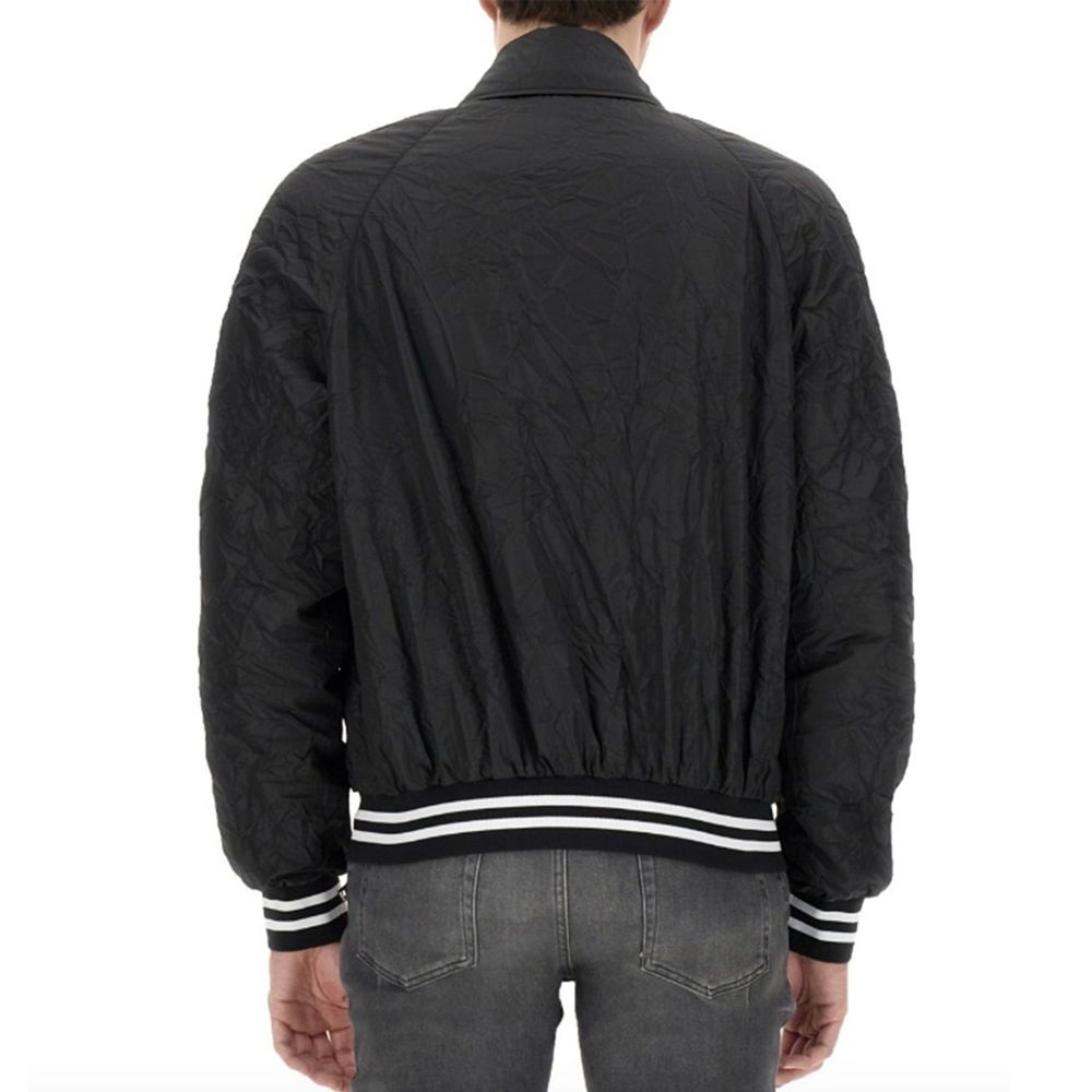 Black Polyester Bomber - ventzia