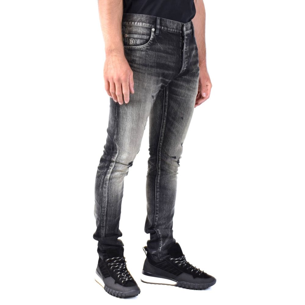 Black Cotton Skinny Jeans - ventzia