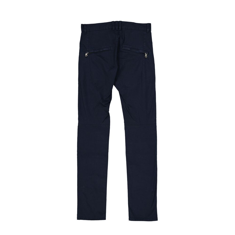 Blue Cotton Casual Pants - ventzia