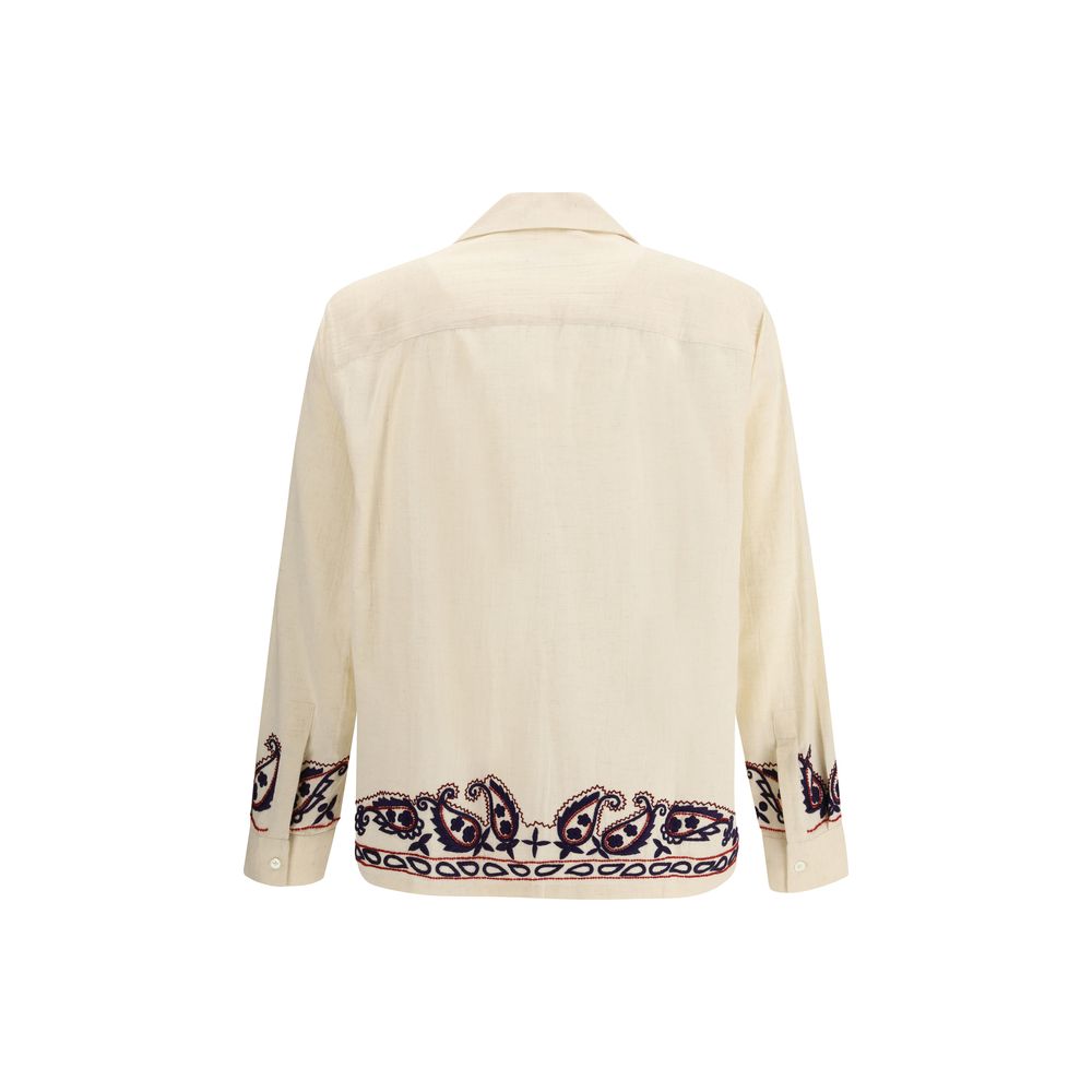 Beige Silk Pattern Shirt - ventzia
