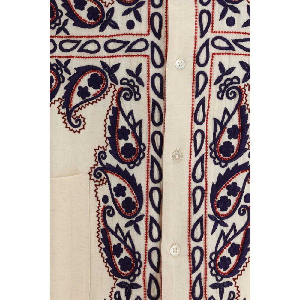 Beige Silk Pattern Shirt - ventzia