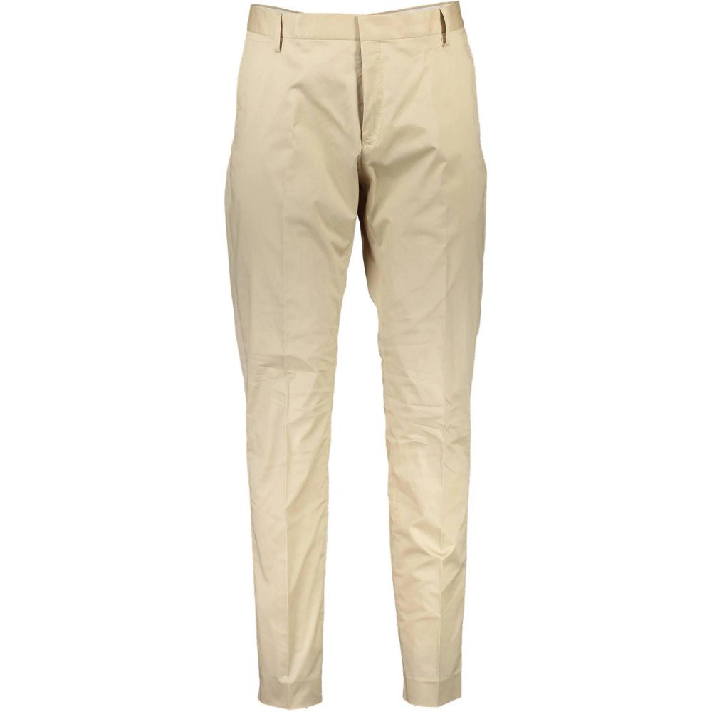 Beige Cotton Casual Pants - ventzia