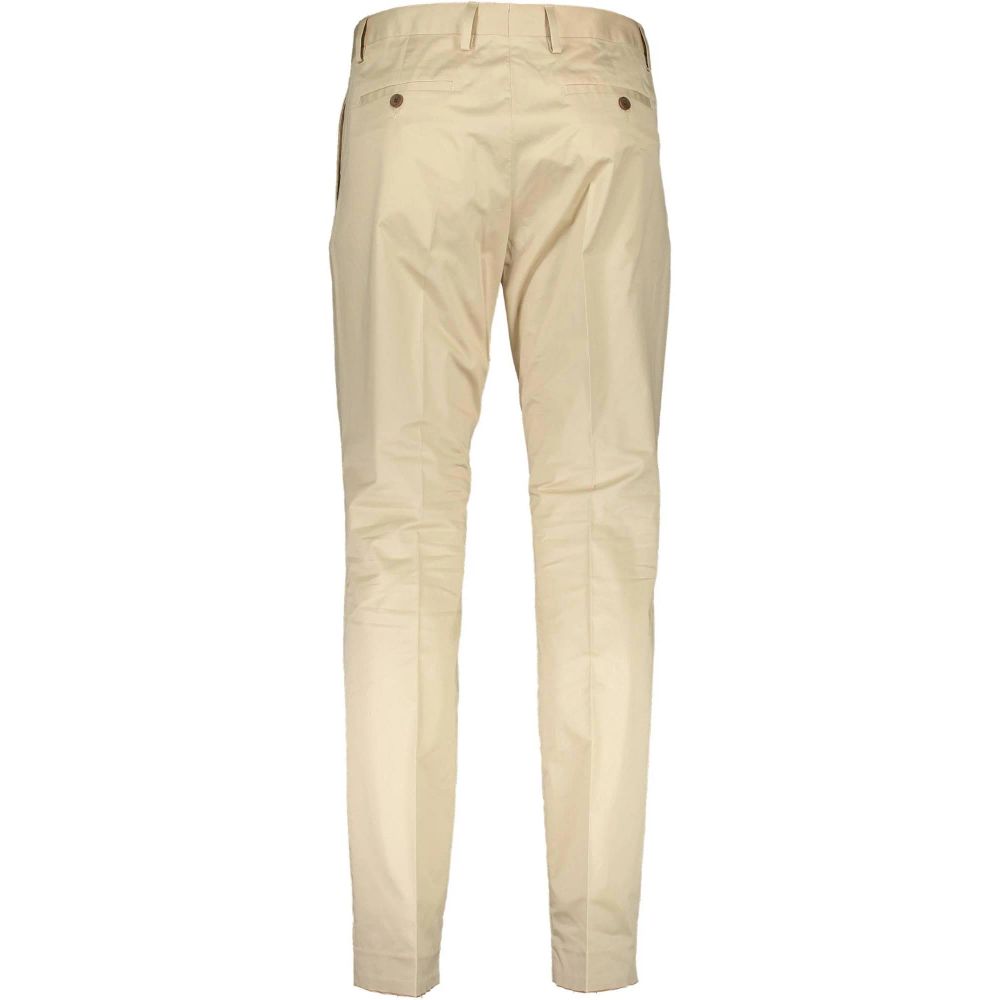 Beige Cotton Casual Pants - ventzia
