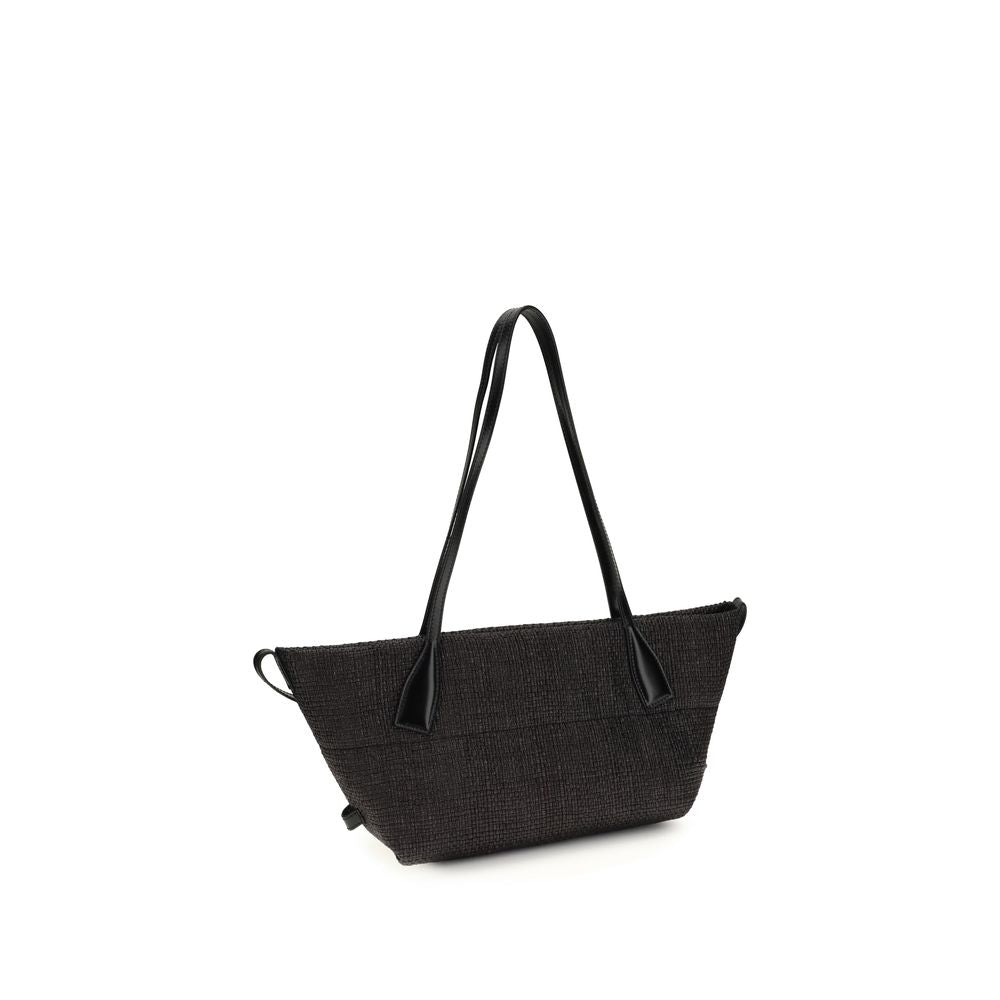 Black Raffia Shoulder Bag - ventzia