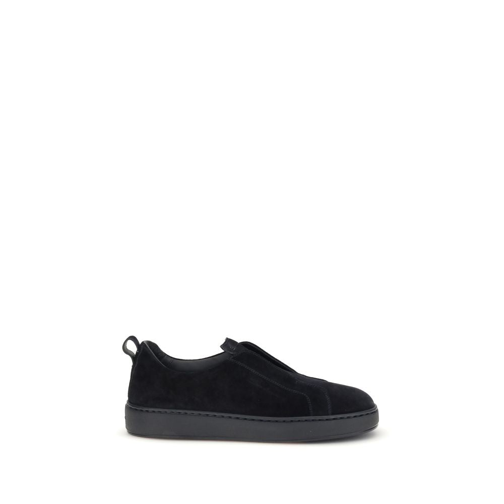 Black Calf Leather Bos Taurus Low Top Sneakers - ventzia