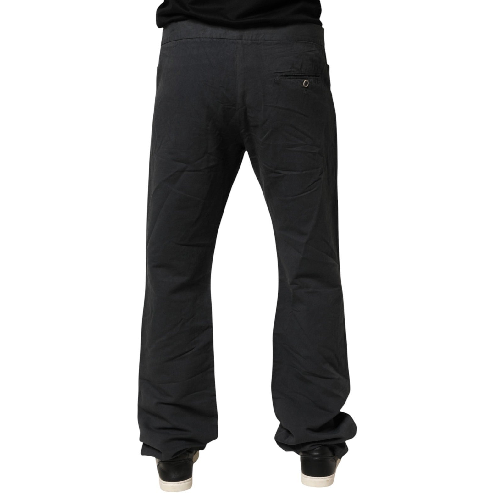 Black Straight Fit Mid Waist Denim Trouser Jeans - ventzia