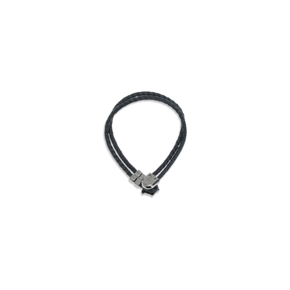 Black Calf Leather Bos Taurus Bracelet - ventzia