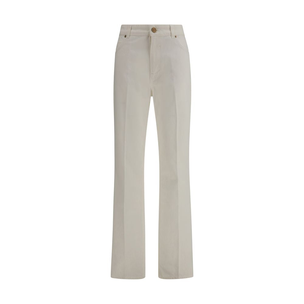 White Cotton Straight-Leg Jeans - ventzia