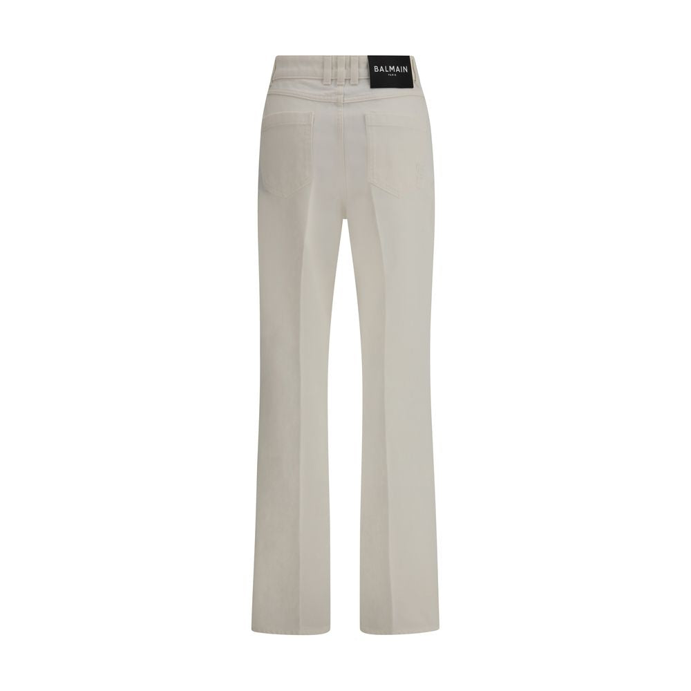 White Cotton Straight-Leg Jeans - ventzia