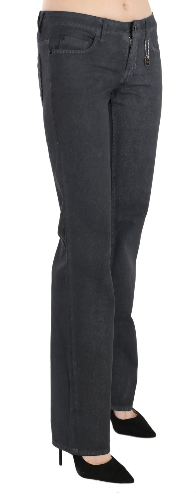 Gray Low Waist Straight Denim Pants Jeans - ventzia