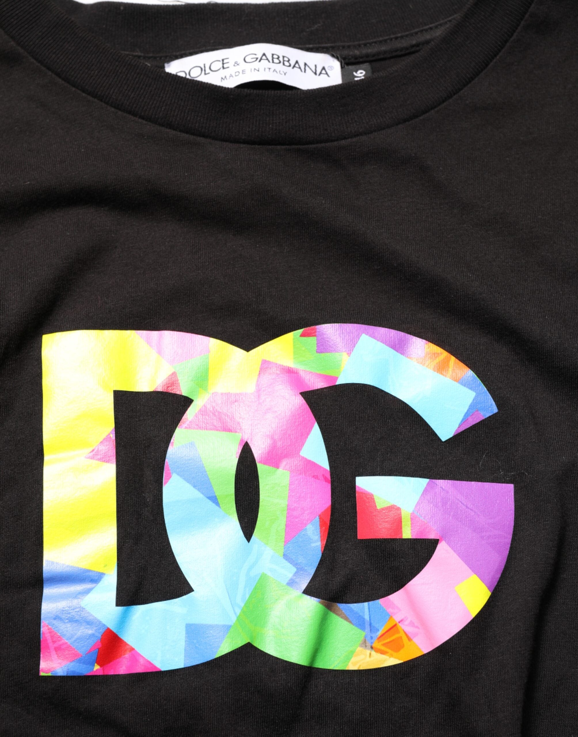 Black Logo Print Cotton Crew Neck T-shirt - ventzia