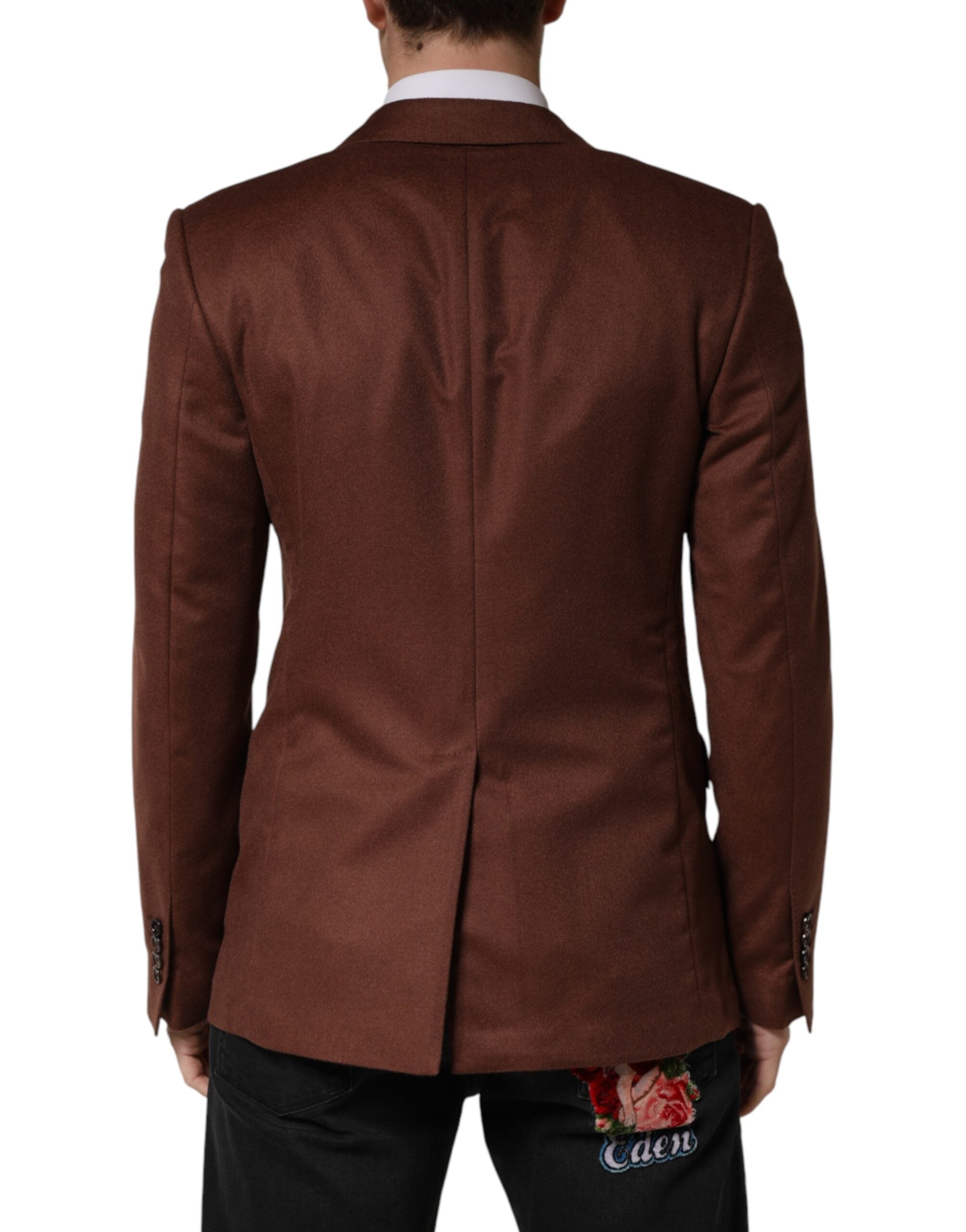 Brown Cashmere Single Breasted Jacket Blazer - ventzia
