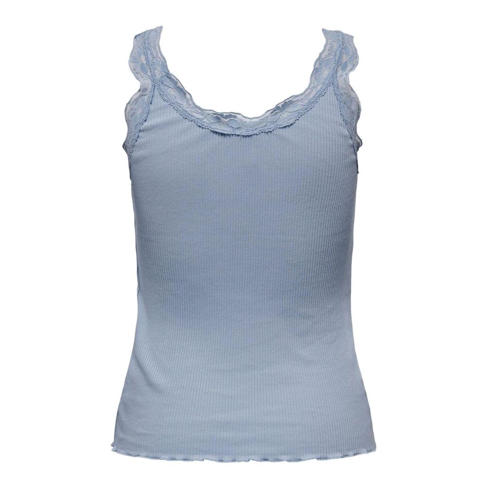 Light Blue Cotton Tank Tops - ventzia