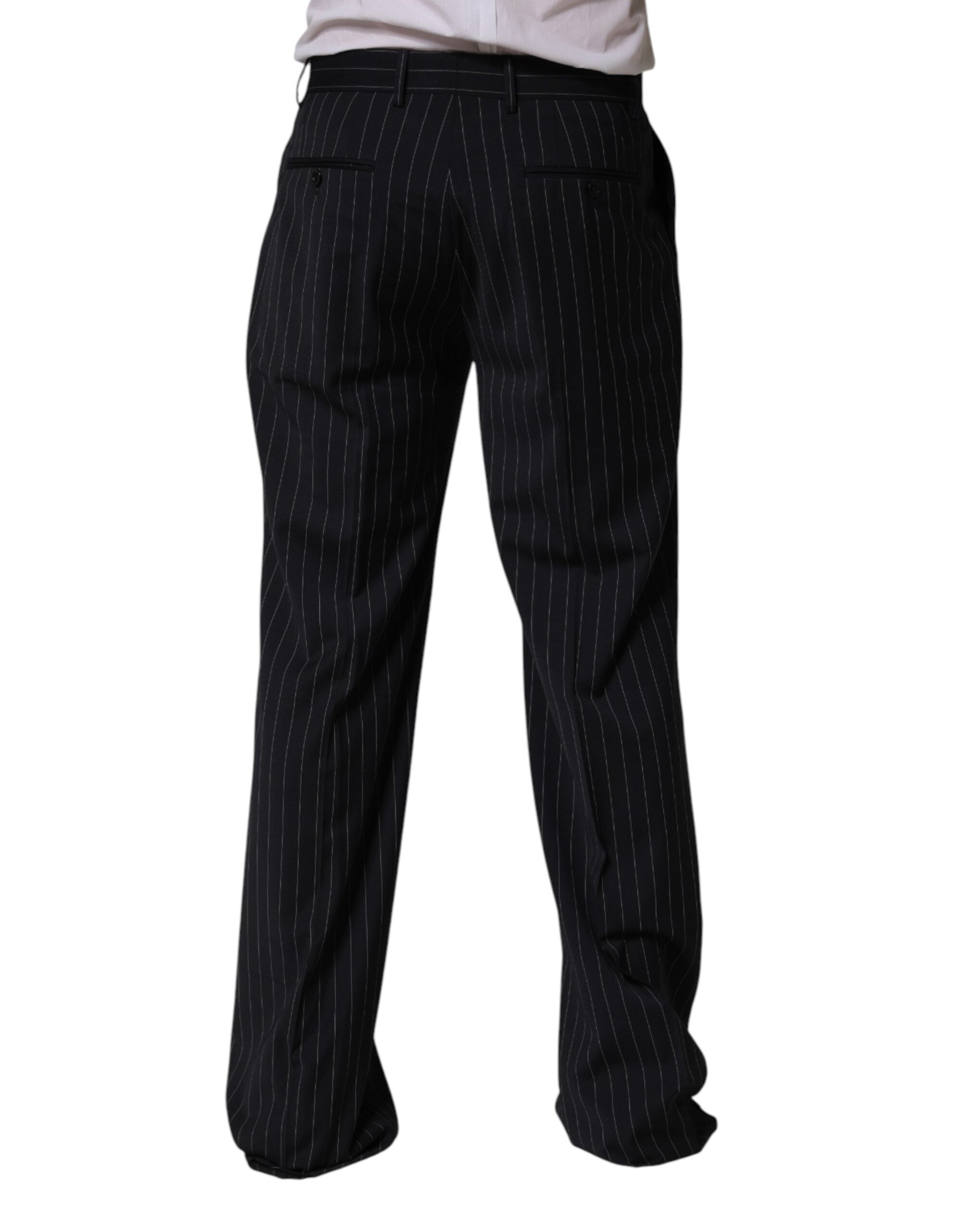 Black Stripe Straight Men Dress Trouser Pants - ventzia