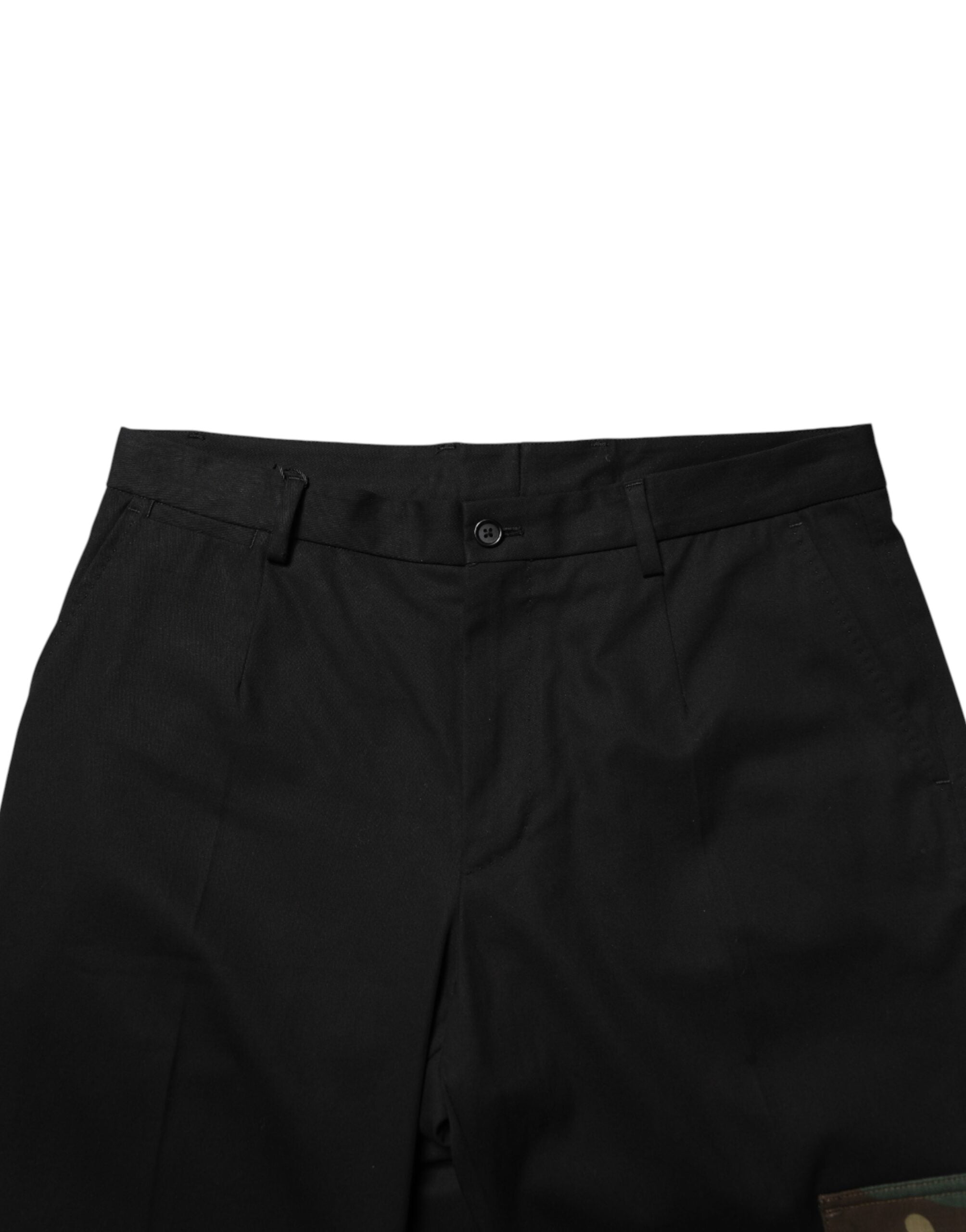 Black Cotton Skinny Dress Cargo Trouser Pants - ventzia
