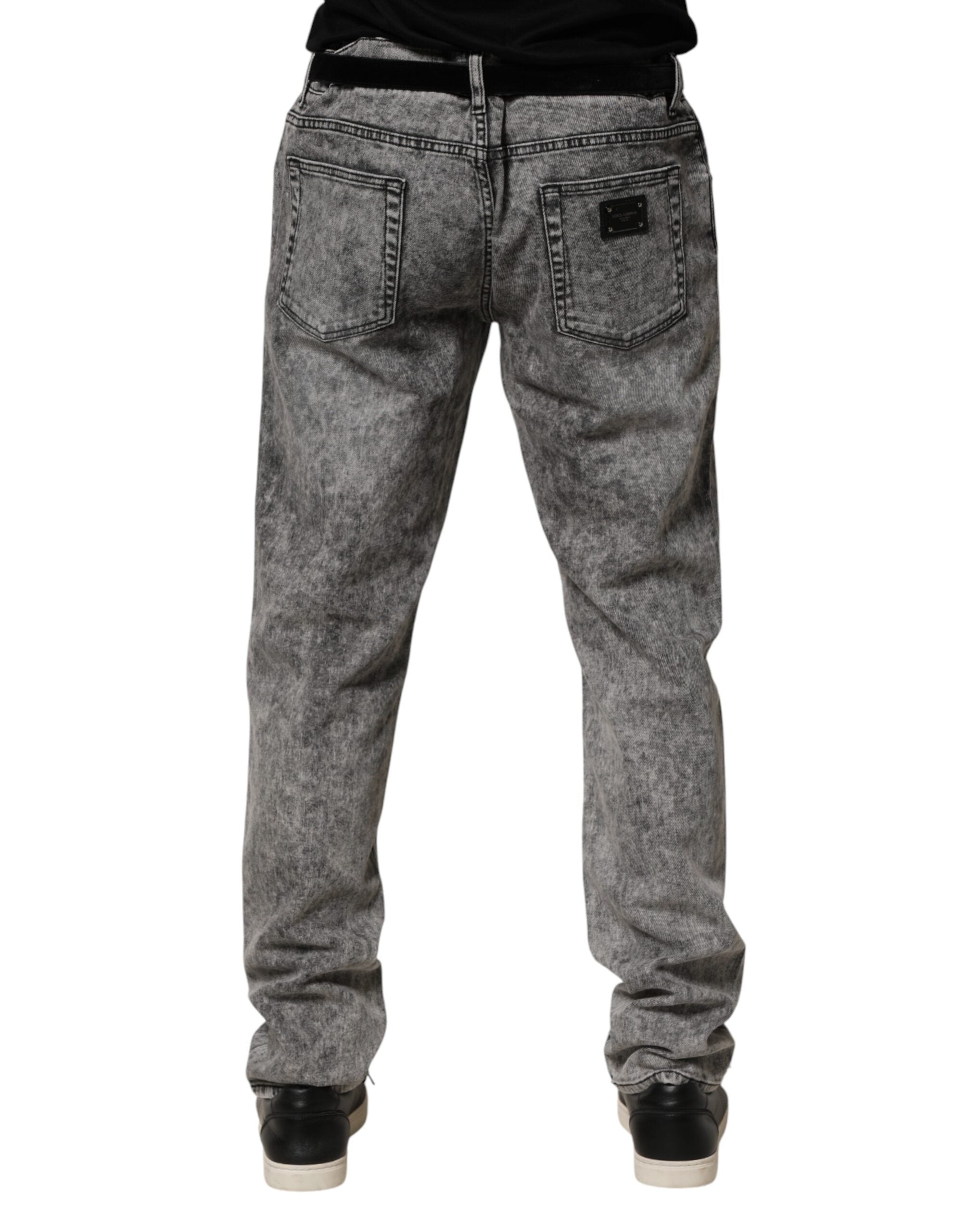 Gray Cotton Straight Leg Denim Trouser Jeans - ventzia