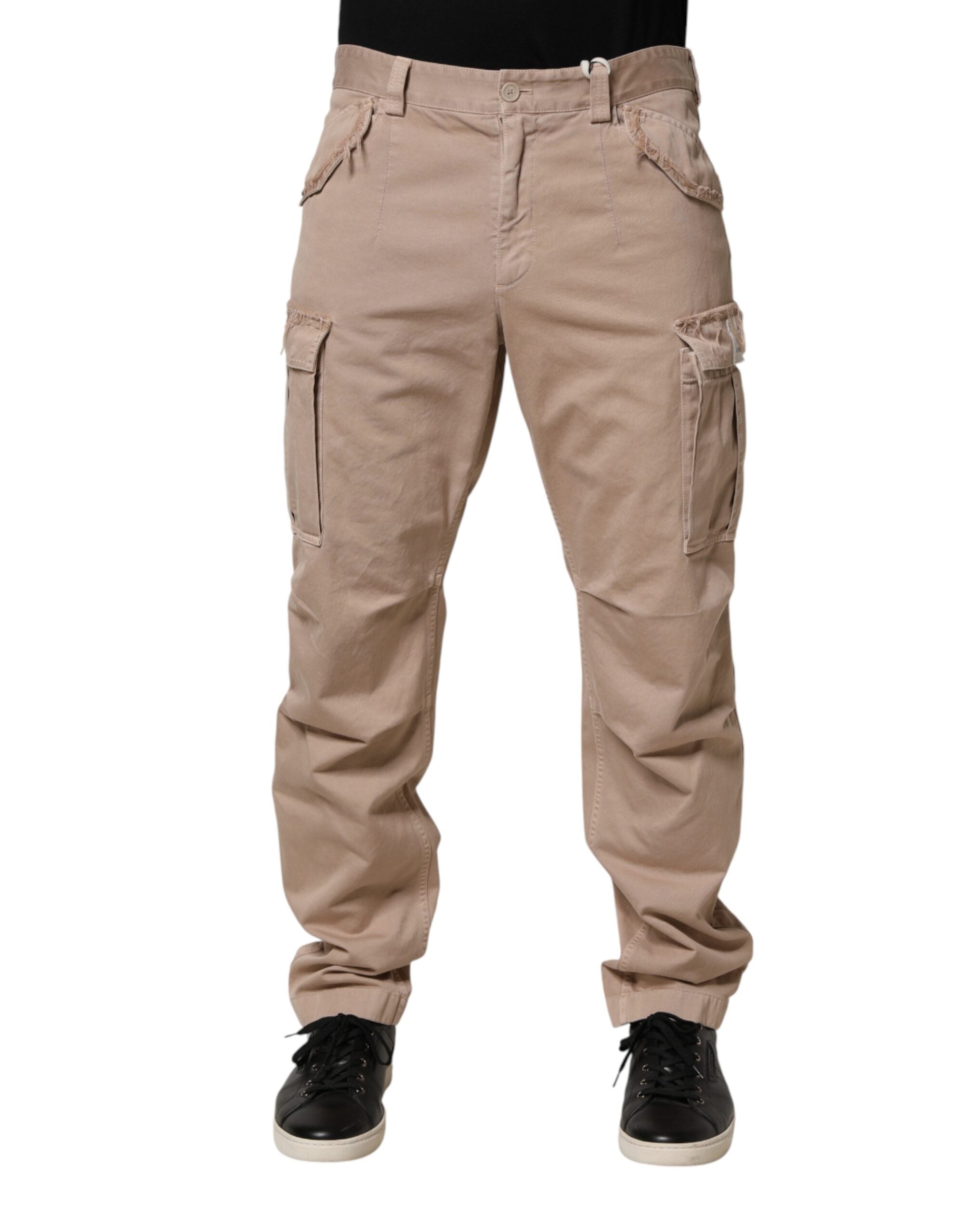 Beige Straight Cargo Chino Men Trouser Pants - ventzia