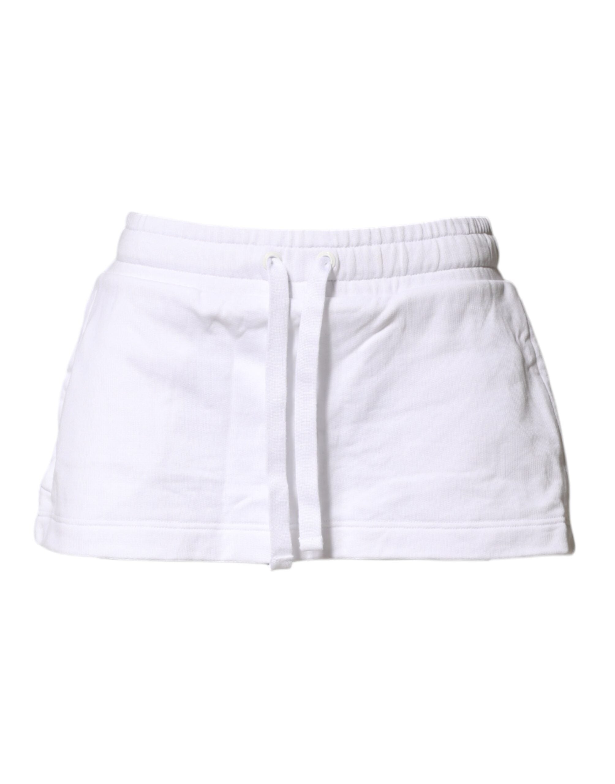 White Cotton Blend Mid Waist A-line Mini Skirt - ventzia