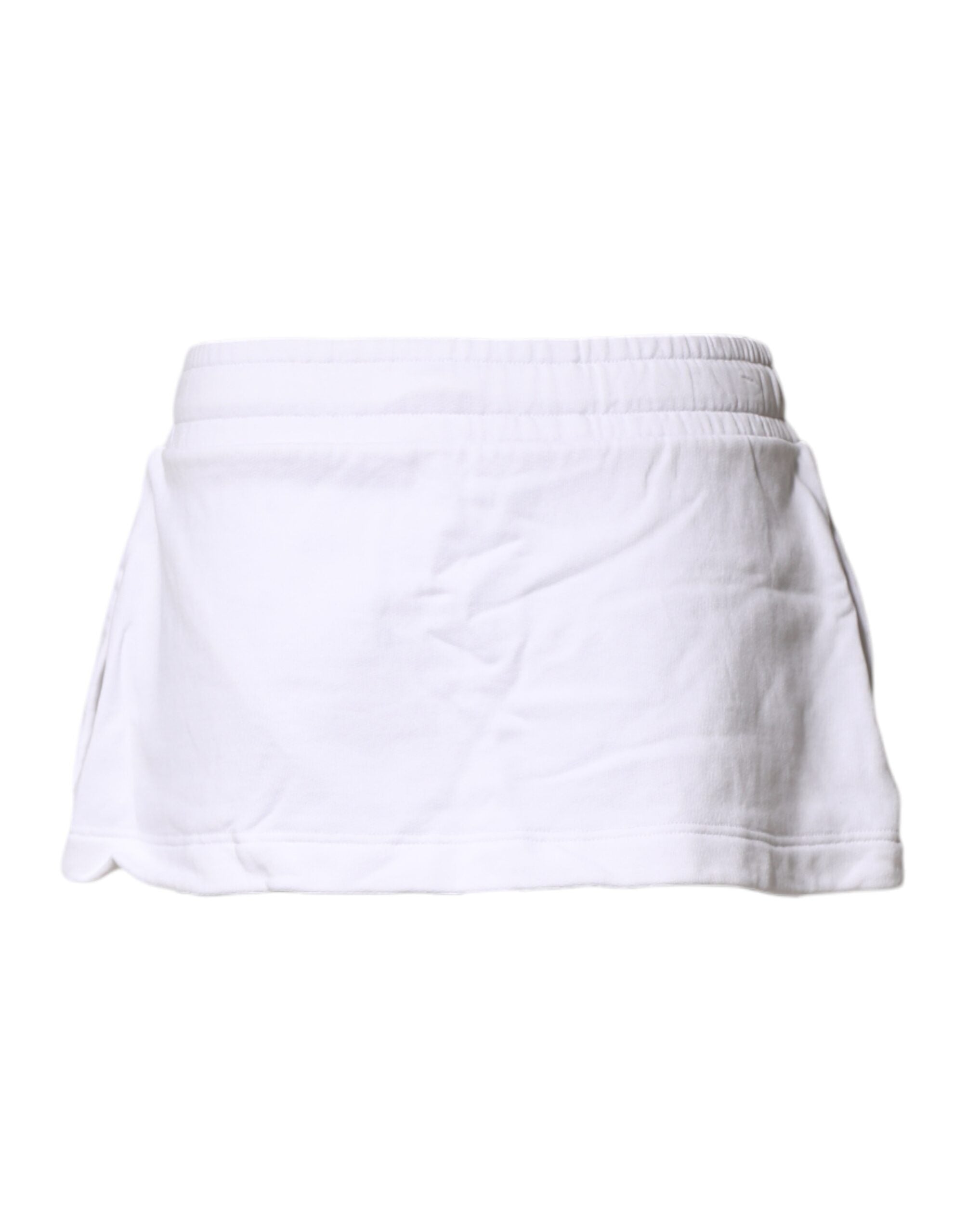 White Cotton Blend Mid Waist A-line Mini Skirt - ventzia