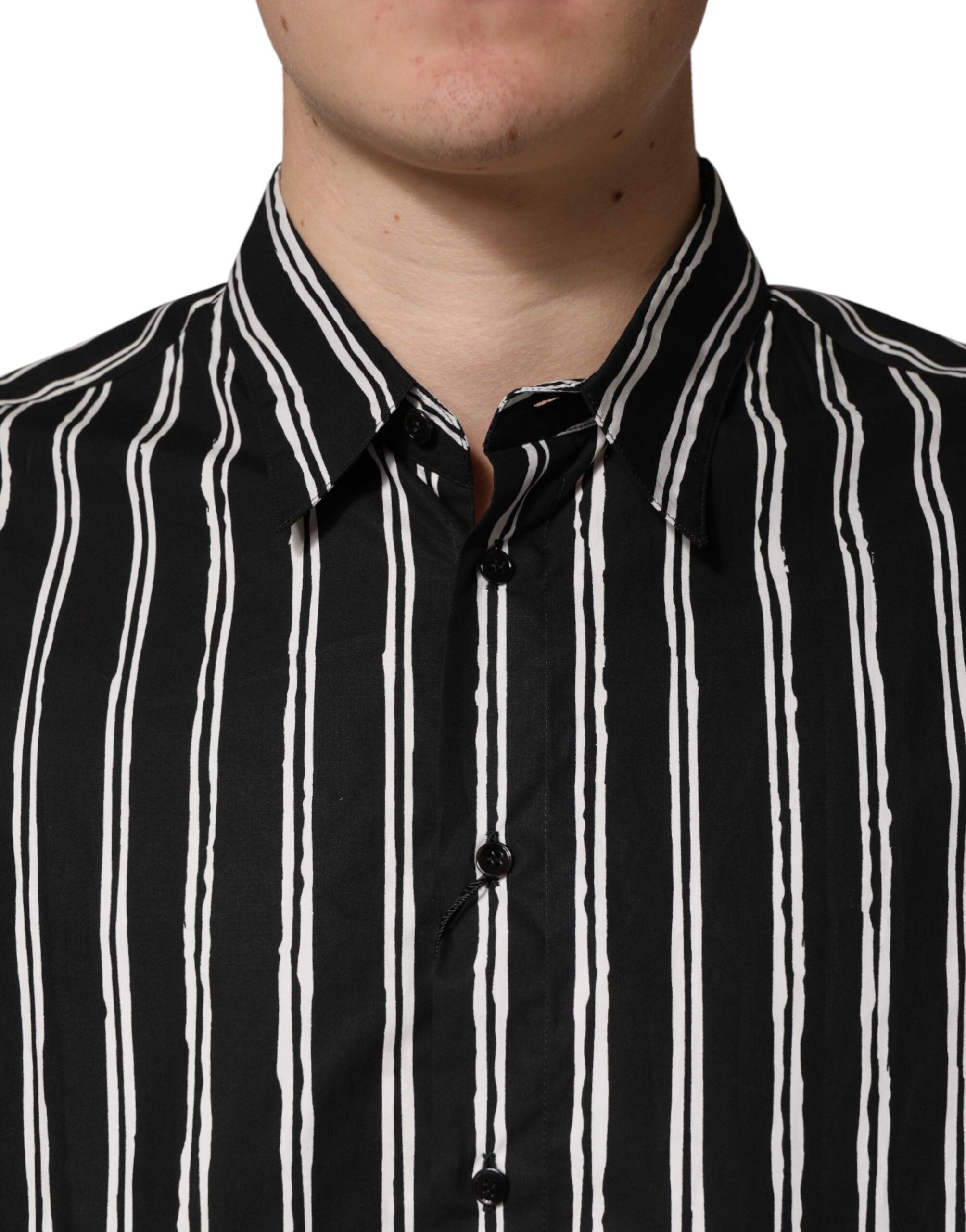 Black Stripes Cotton Men Formal Dress Shirt - ventzia